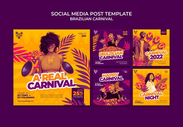 Pack Artes Editáveis Carnaval Grátis Psd Photoshop