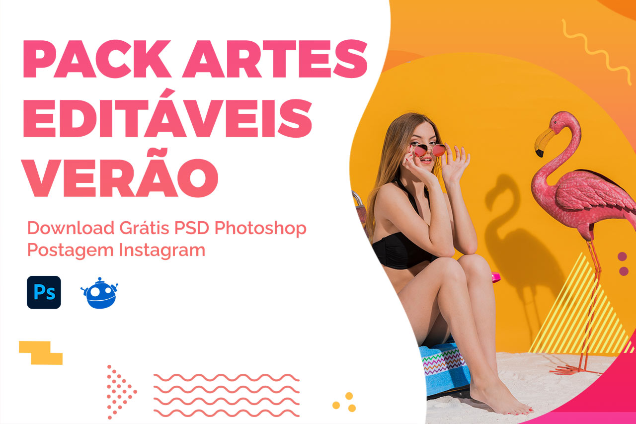 Pack Artes Editáveis Verão Grátis PSD Photoshop Instagram
