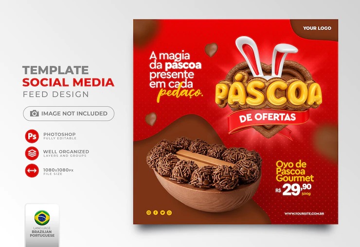 post pronto para instagram pascoa psd gratis