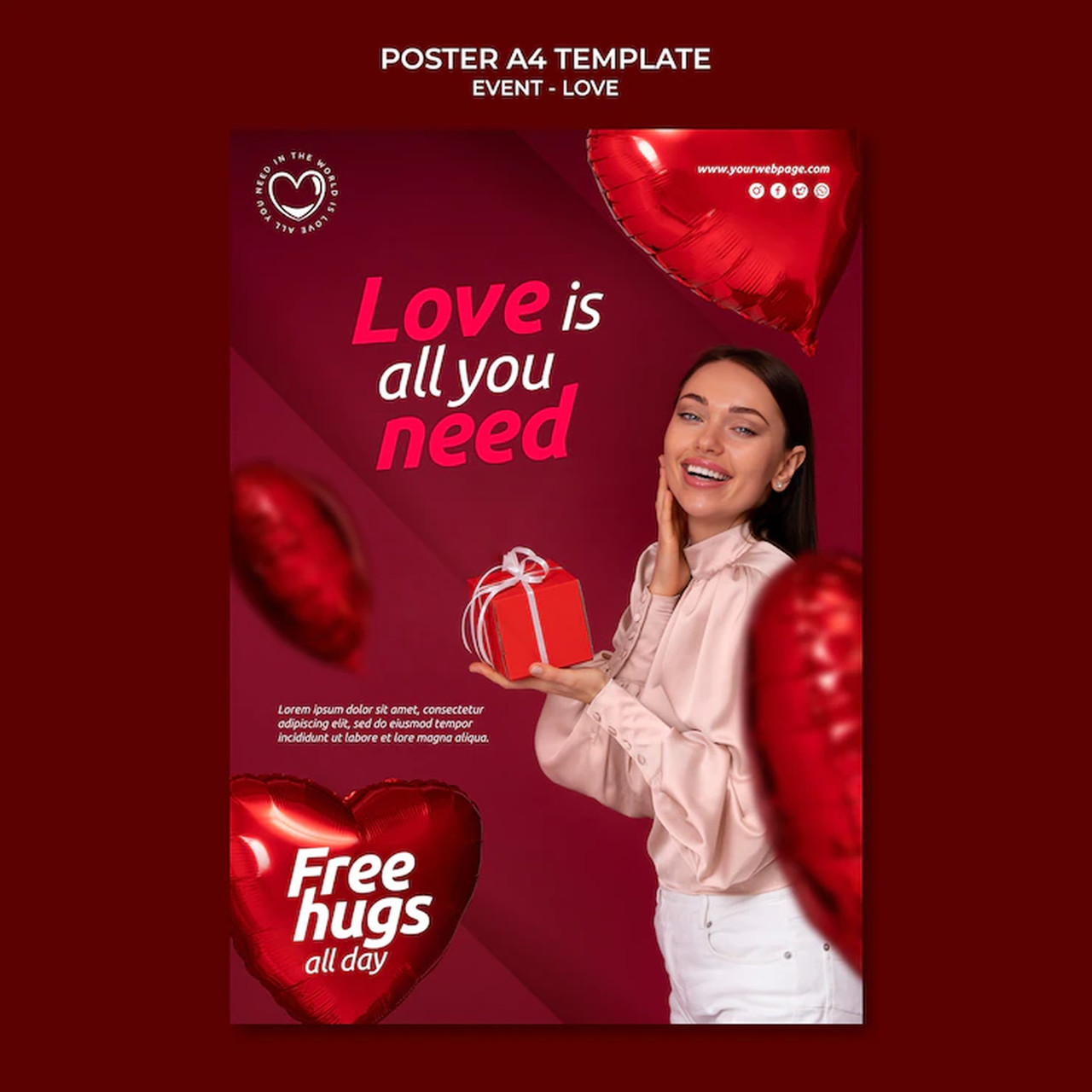 design de modelo de poster de evento de amor