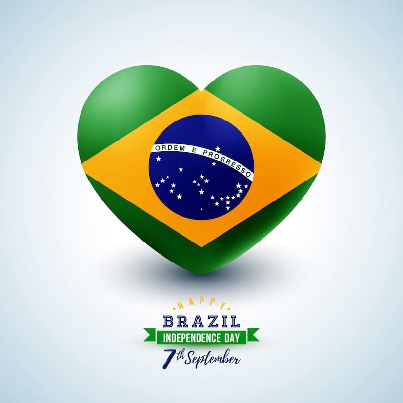 7 de setembro ilustracao do dia da independencia do brasil com a bandeira nacional no coracao sobre