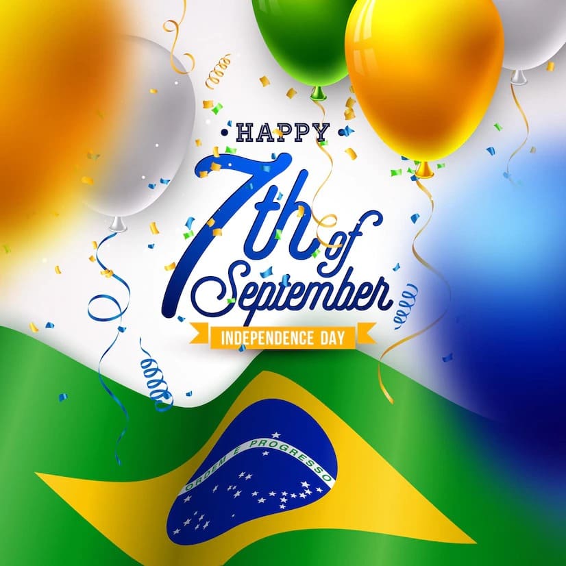 7 de setembro ilustracao do dia da independencia do brasil com bandeira e balao de festa na luz de f