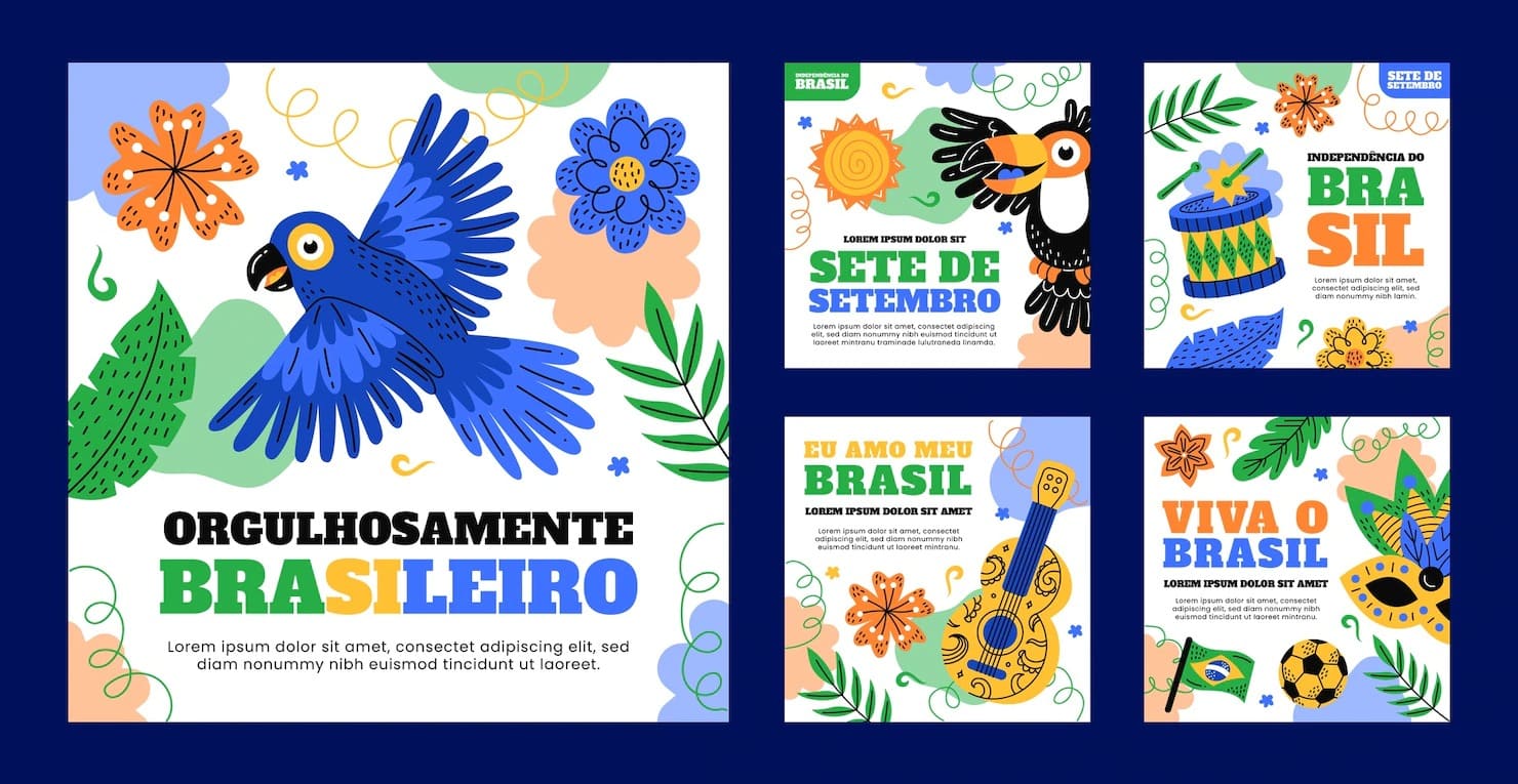 colecao plana de postagens do instagram para comemoracao de sete de setembro 23 2149539081