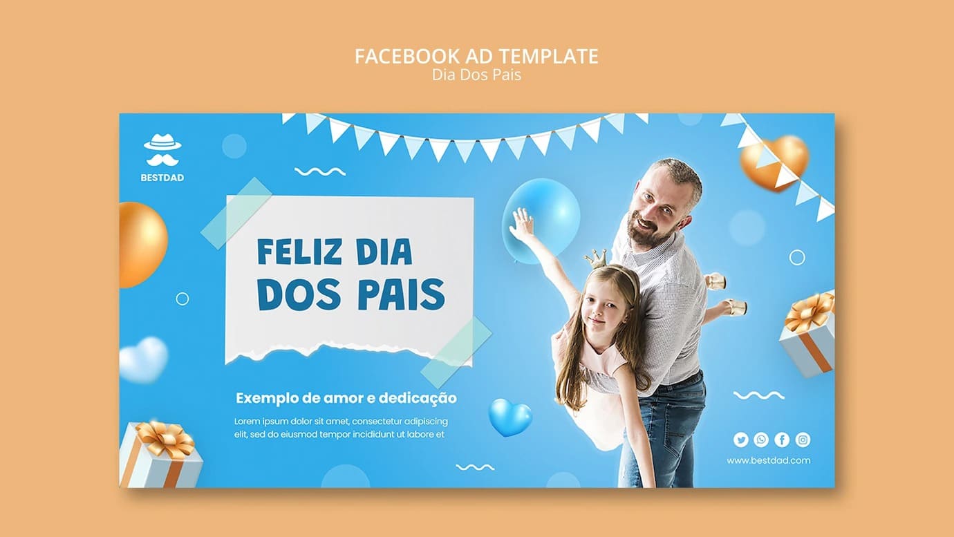 modelo de promocao de midia social dia dos pais com baloes e coracoes 23 2149484485