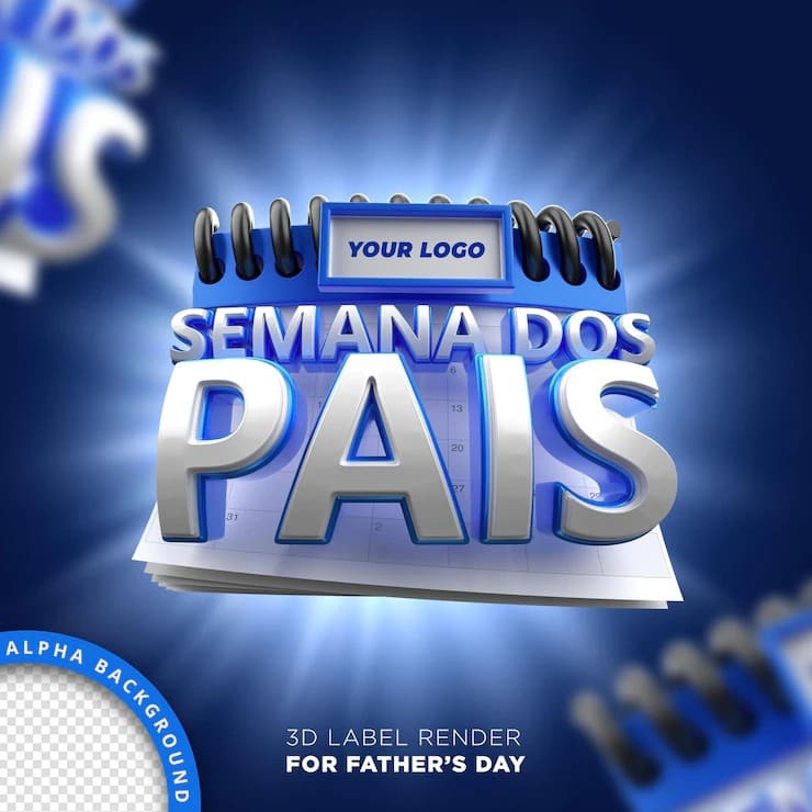 perspectiva frontal carimbo pais semana campanha calendario 3d render 364106 264