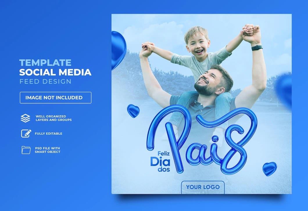 postar o dia dos pais nas redes sociais no brasil 3d render template design 363450 1350