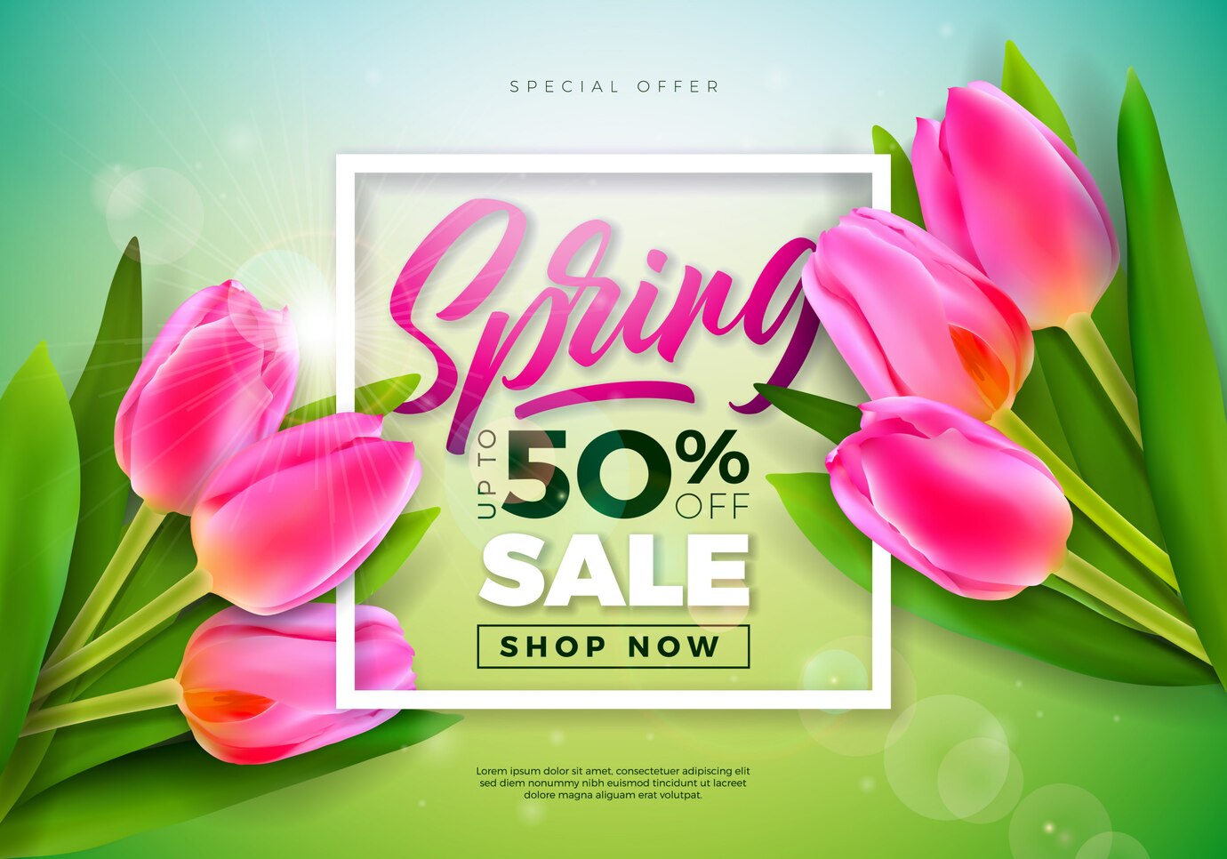 banner de primavera modelo de design floral com letra de tipografia 1314 2623