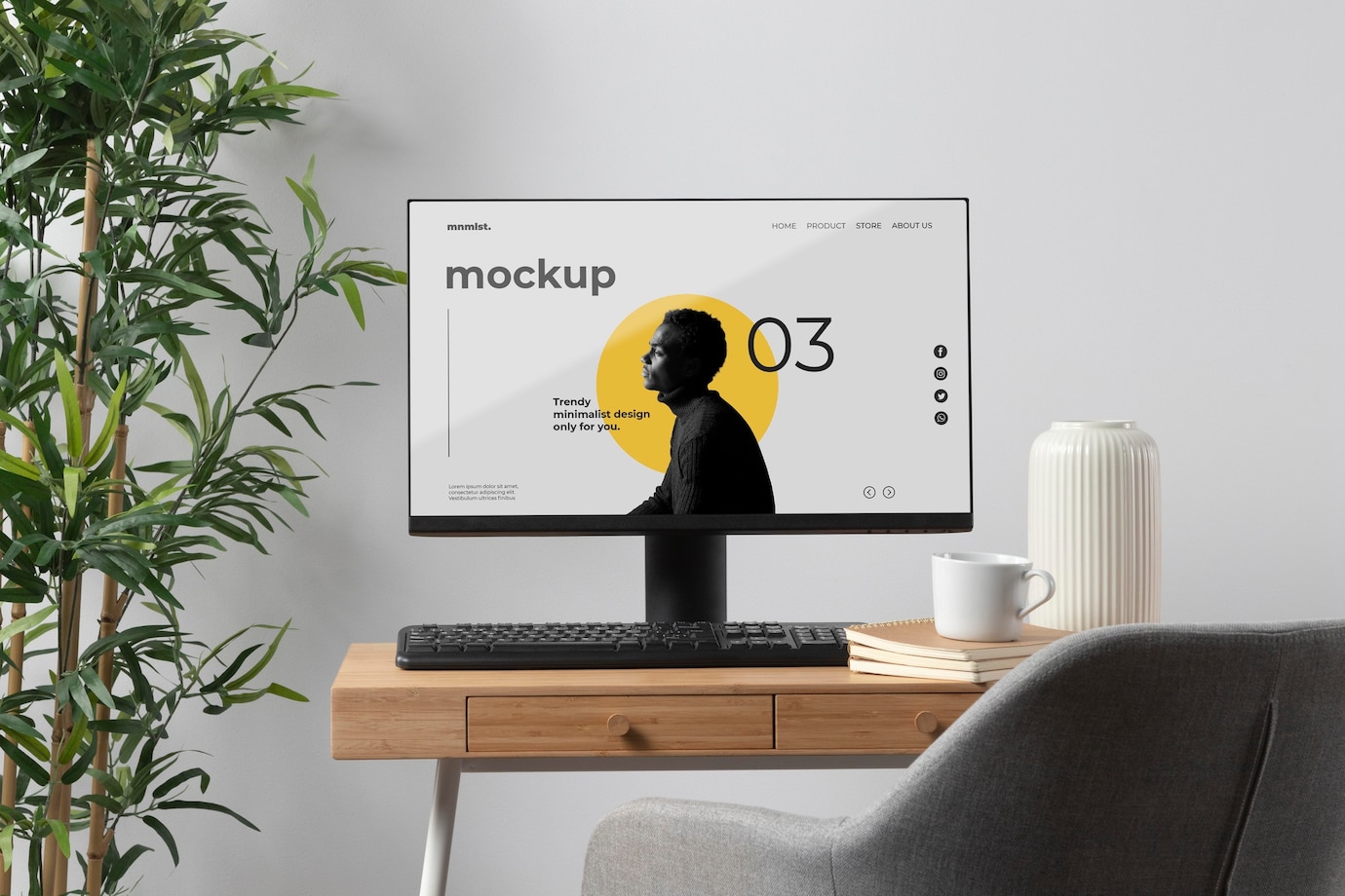 design de mock up minimo para area de trabalho de area de trabalho 23 2149012093