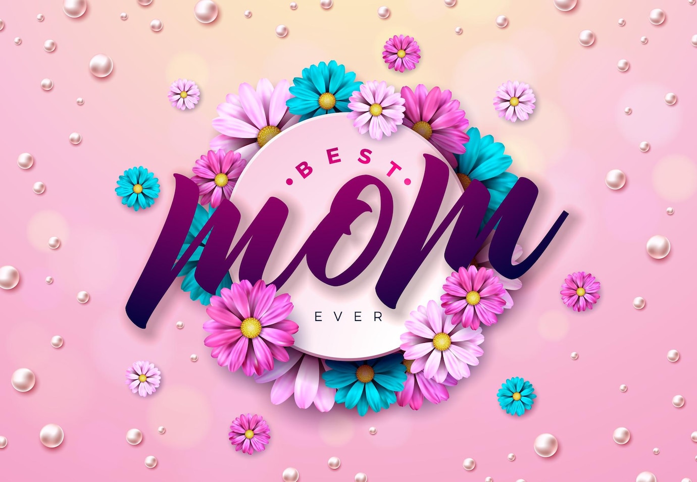 feliz dia das maes ilustracao com coracao de flor de primavera e melhor mae sempre letras de tipogra