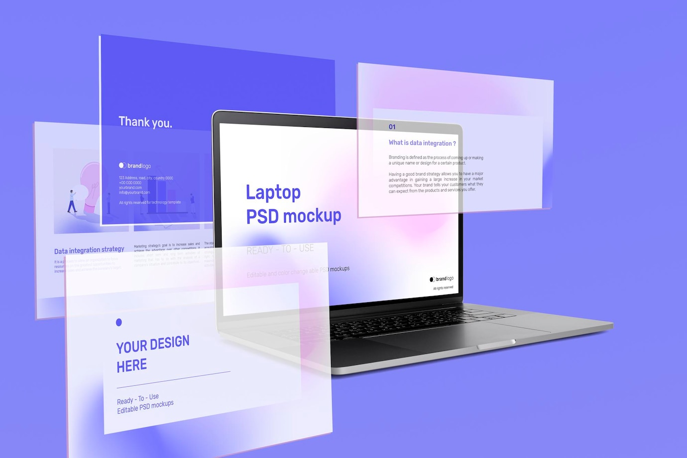 lindo anuncio de maquete de tela de laptop com slides de apresentacao 53876 98790