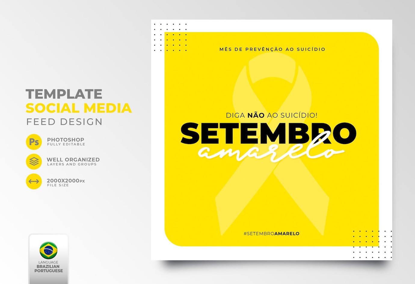 midias sociais postam setembro amarelo para campanha de marketing no brasil em renderizacao 3d 36345 2