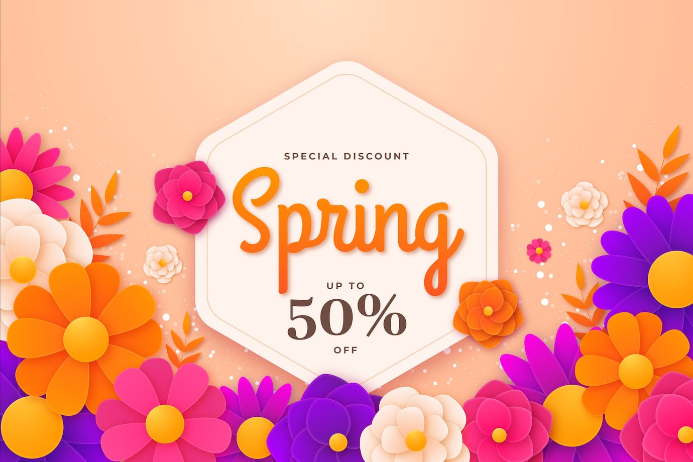 venda de primavera colorida no banner de estilo de papel 52683 33836