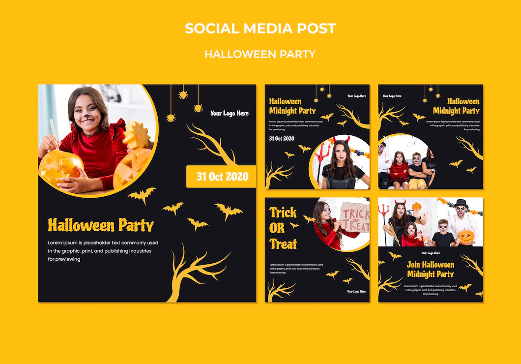Pack de artes editaveis Halloween Gratis PSD Flyer instram