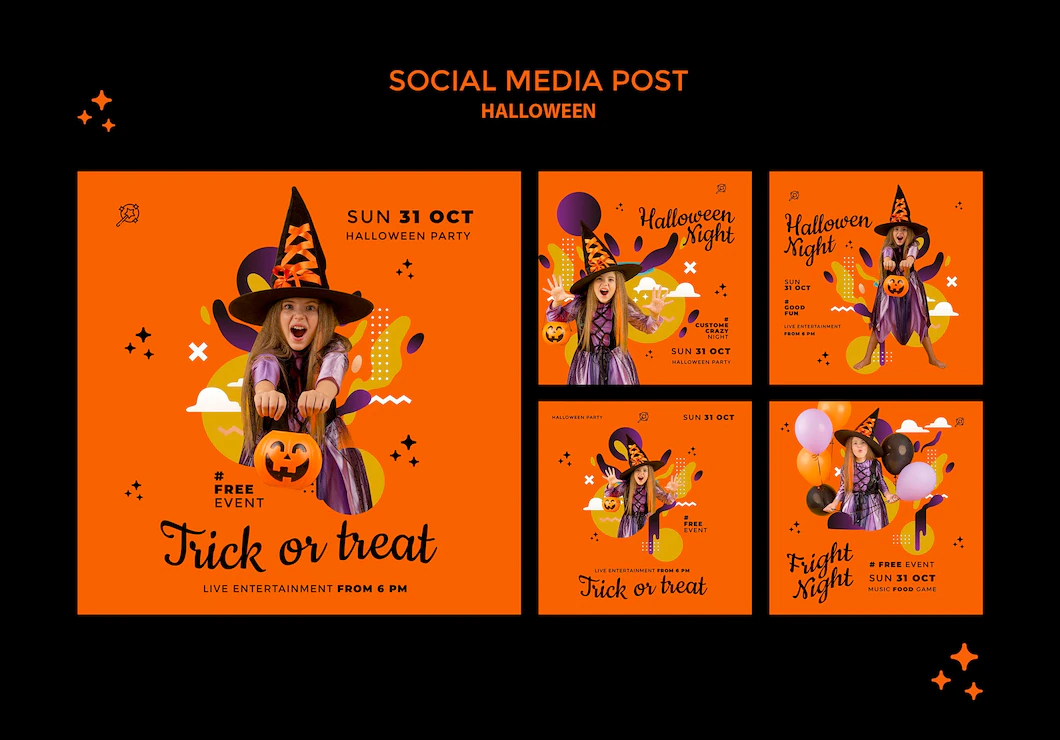 Pack de artes editaveis Halloween Gratis PSD Flyer