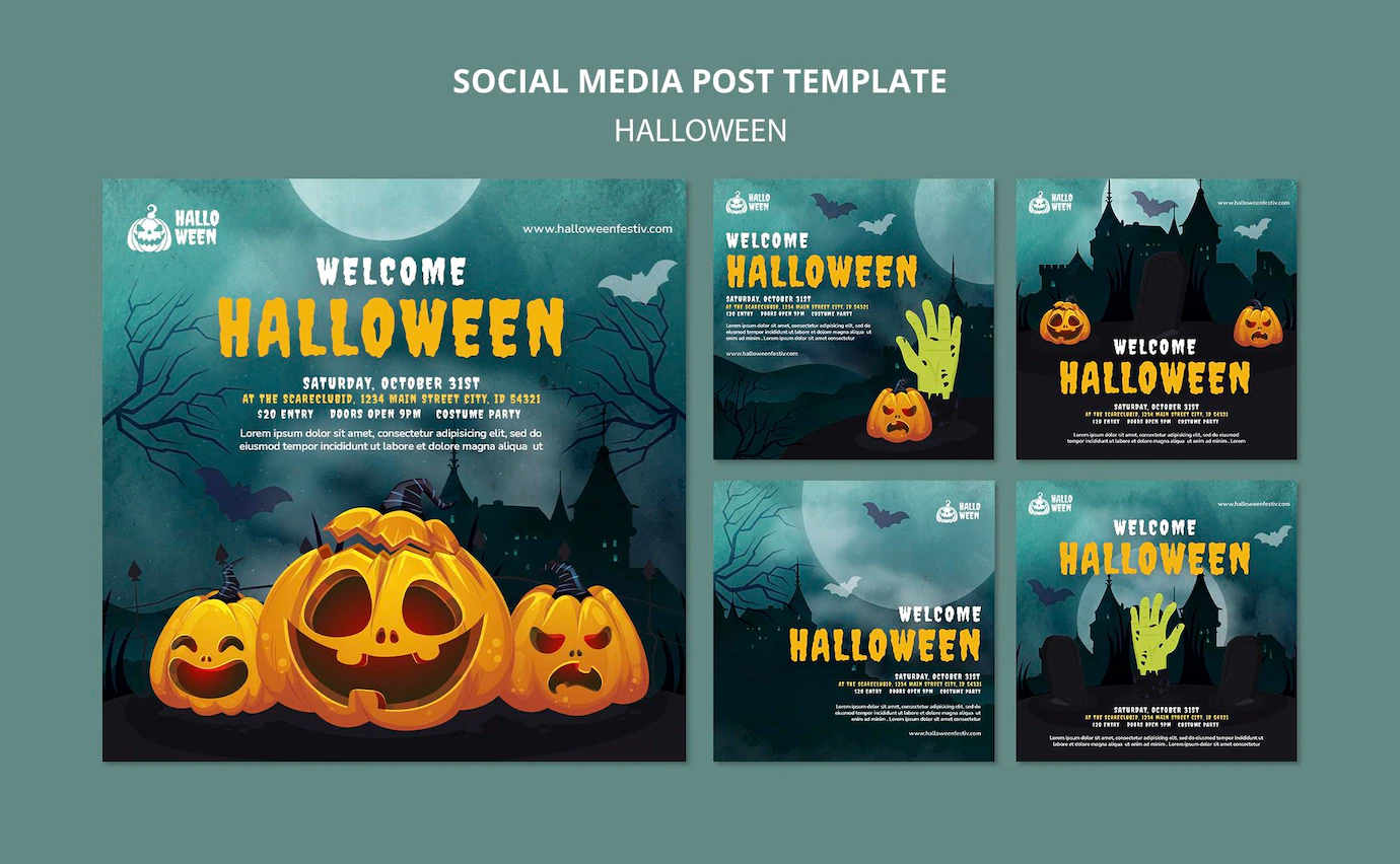 conjunto de postagens do instagram para festa de halloween 23 2149100735