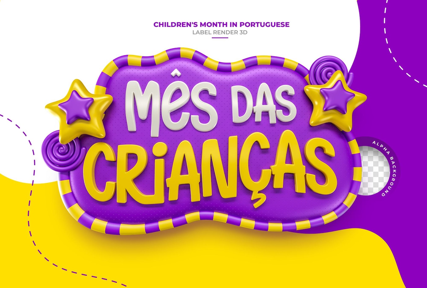 etiqueta do mes das criancas em renderizacao 3d para campanha de marketing no brasil em portugues 36
