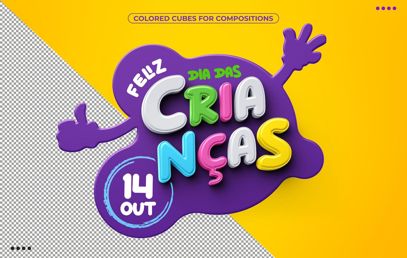 feliz dia das criancas logotipo 3d colorido 220664 3338