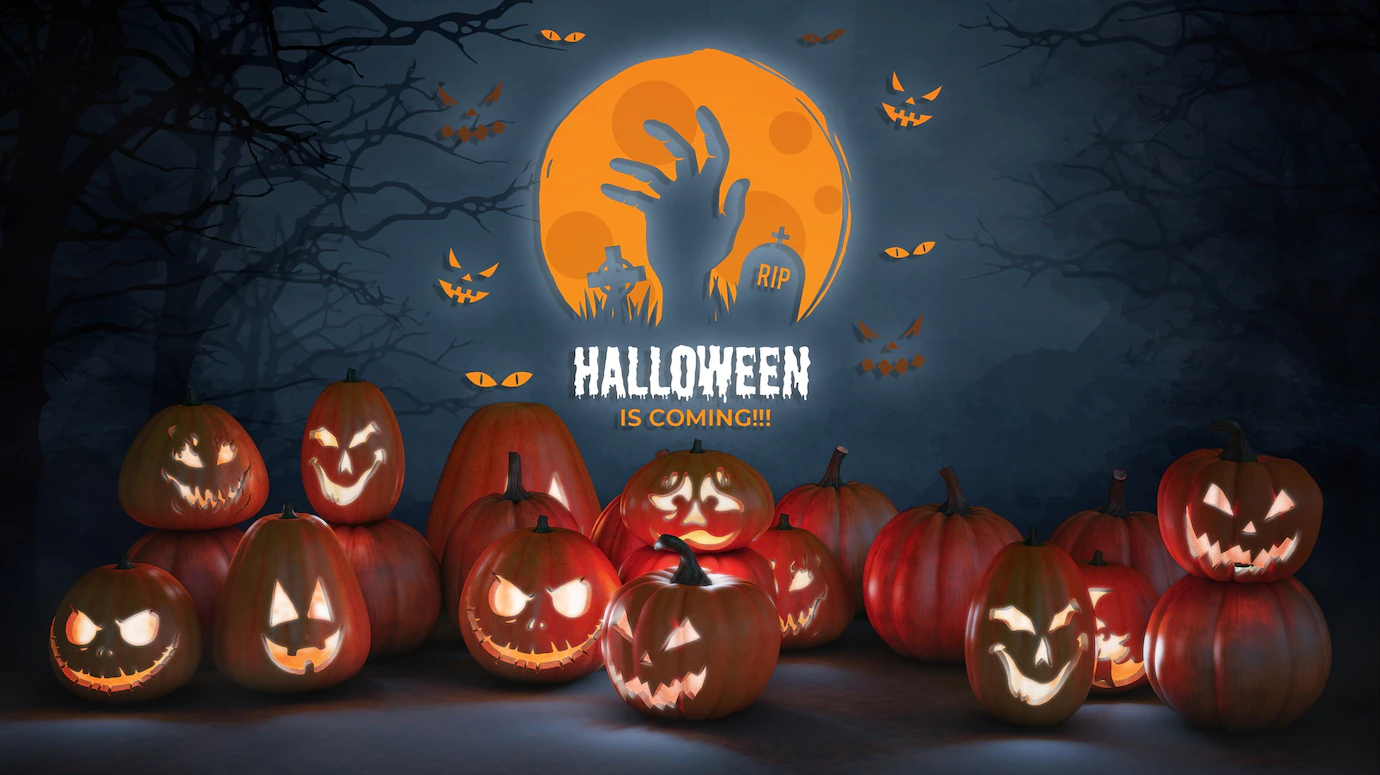 halloween esta chegando mock up com aboboras assustadoras 23 2148286783