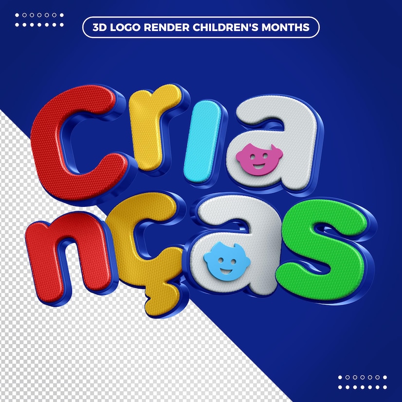 logotipo 3d colorido e divertido do dia das criancas 220664 3154