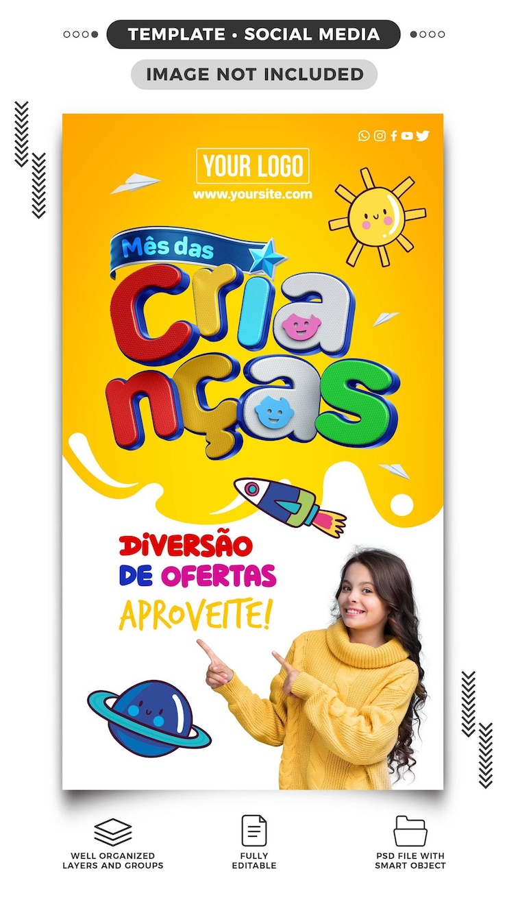modelo historias de midia social o mes das criancas oferece diversao 220664 3164