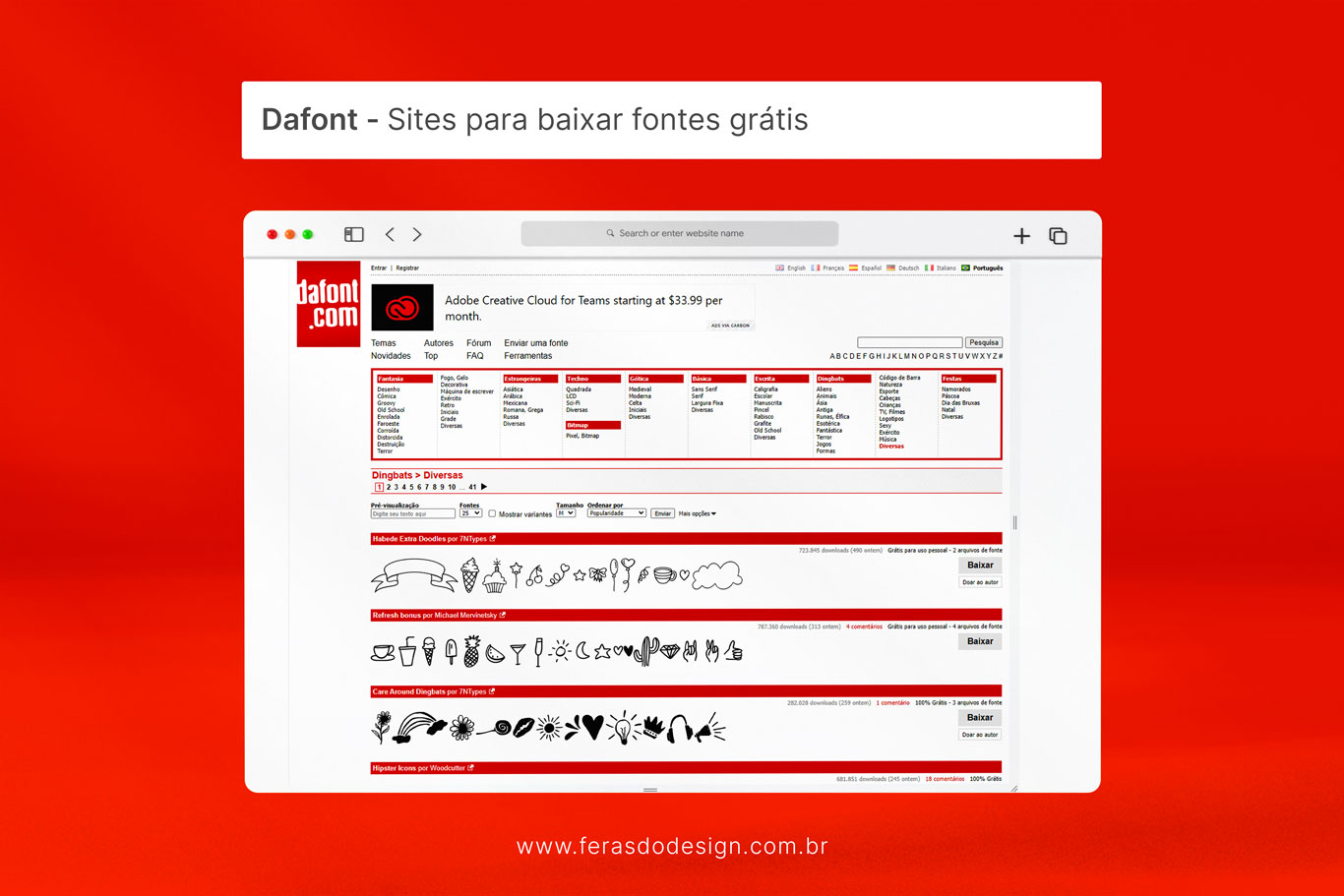 sites para baixar fontes gratis dafont