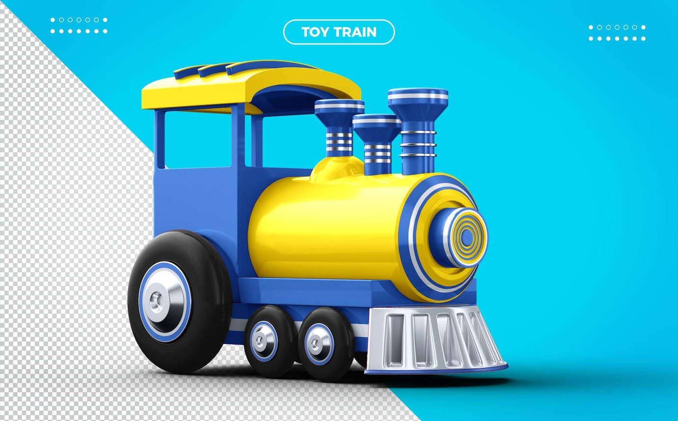 trem de brinquedo amarelo e azul para maquiagem 220664 3356
