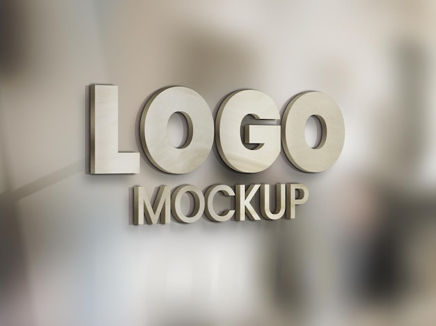 Maquete do logotipo em painel no vidro do es