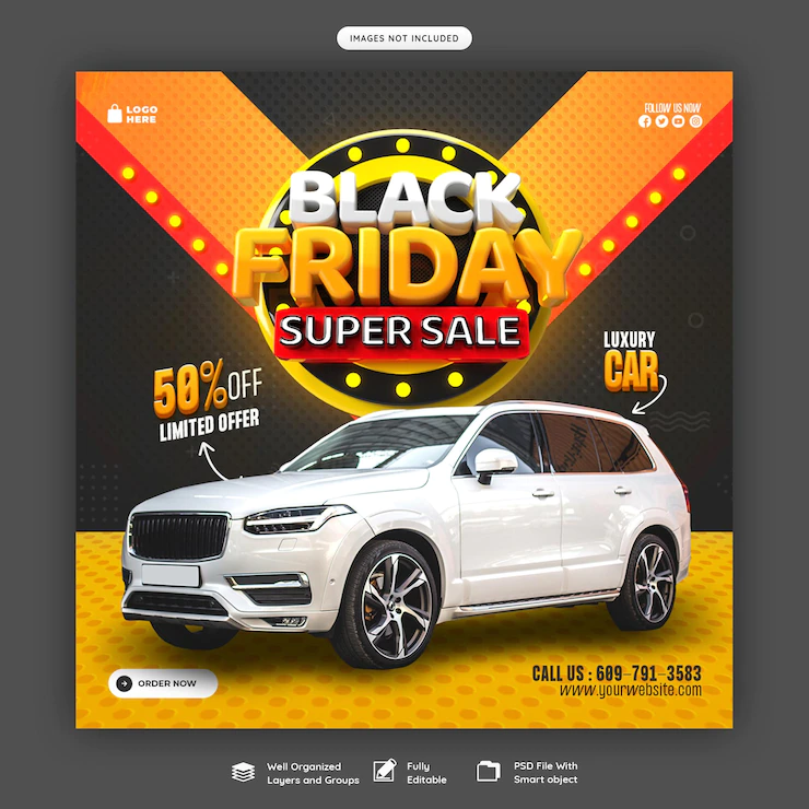 carro de sexta feira negra e modelo de banner de midia social super venda automotiva com rotulo de renderizacao 3d 106176 1473