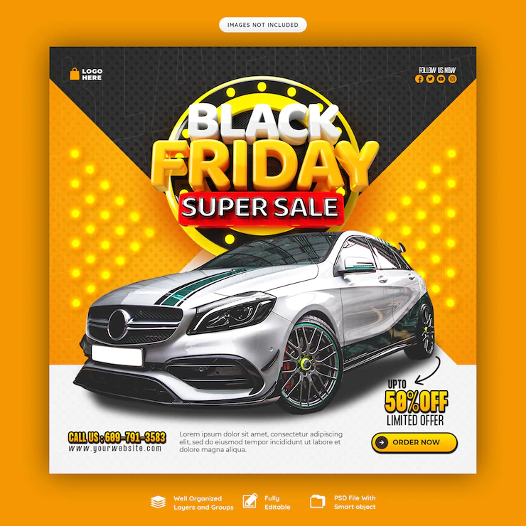 carro de sexta feira negra e modelo de banner de midia social super venda automotiva com rotulo de renderizacao 3d 106176 1474