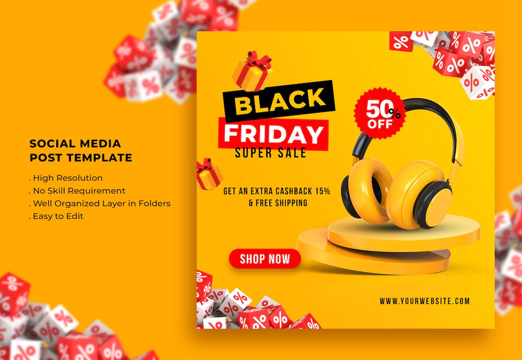 modelo de postagem de midia social de venda de sexta feira negra renderizacao em 3d 106244 2165