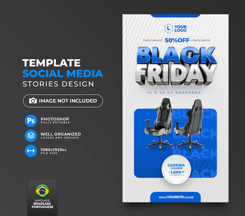postar midia social black friday em portugues renderizacao 3d para campanha de marketing no brasil 363450 3602