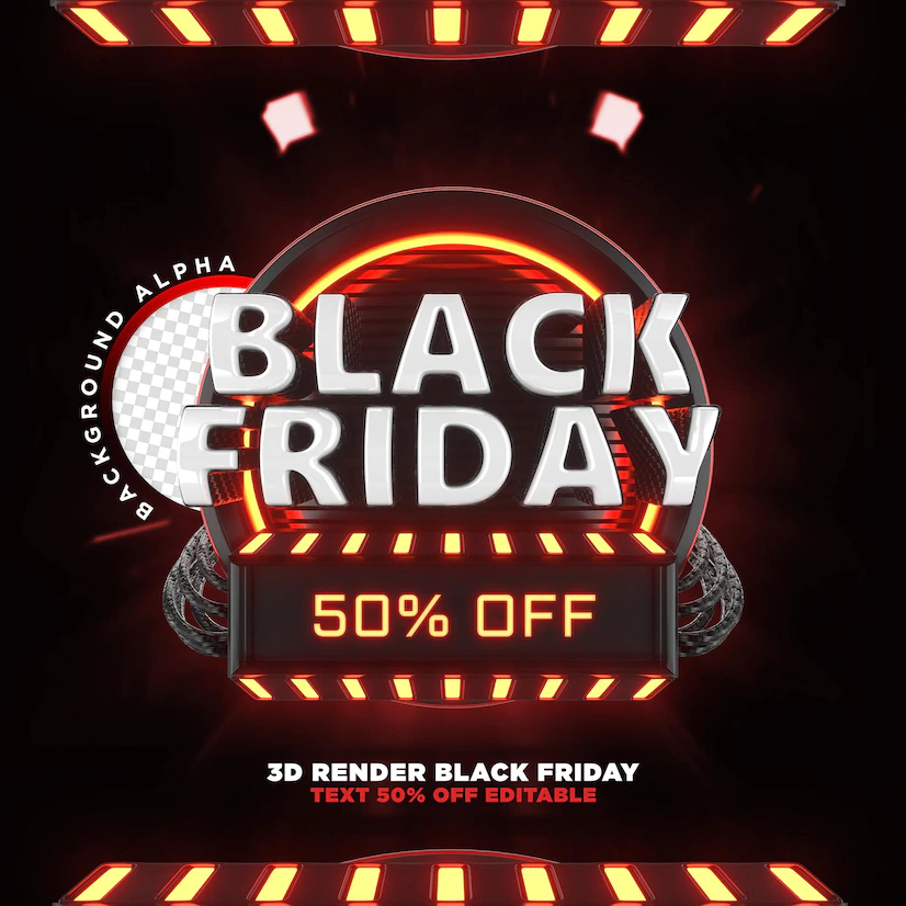 rotulo de renderizacao realista 3d de black friday para campanhas e ofertas promocionais 364106 368