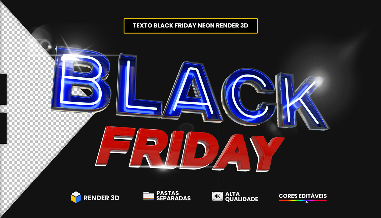 selo 3d black friday gratis neon render 3d