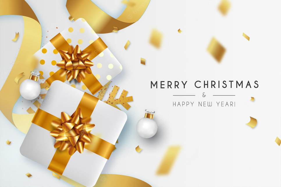banner moderno de feliz natal com elementos dourados 1361 3996
