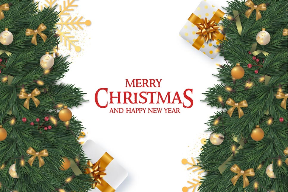 cartao de quadro de feliz natal com elementos realistas de natal 1361 3203