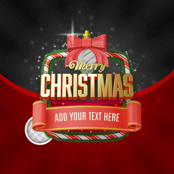 feliz natal bonito banner ilustracao 3d 1419 2857
