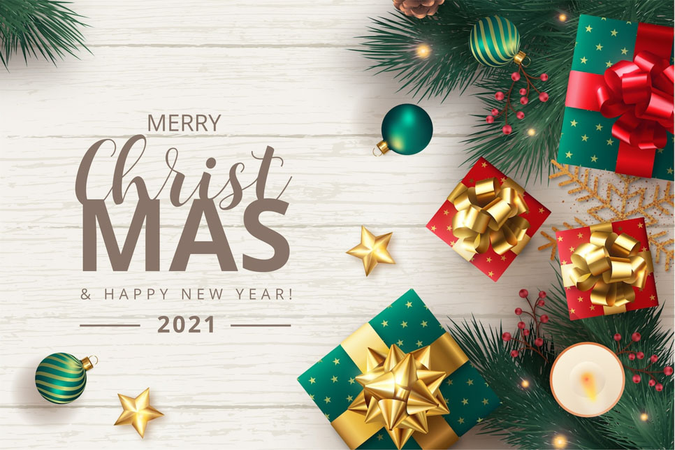 fundo de feliz natal com enfeites e presentes realistas 1361 3183