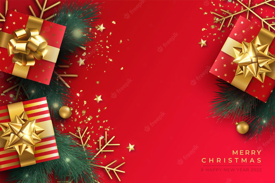 fundo de feliz natal com presentes e enfeites realistas 1361 3606