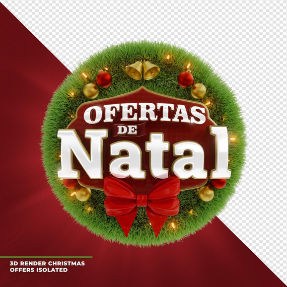 logo renderizar ofertas de natal com fita e guirlanda de estrelas em portugues 364106 397