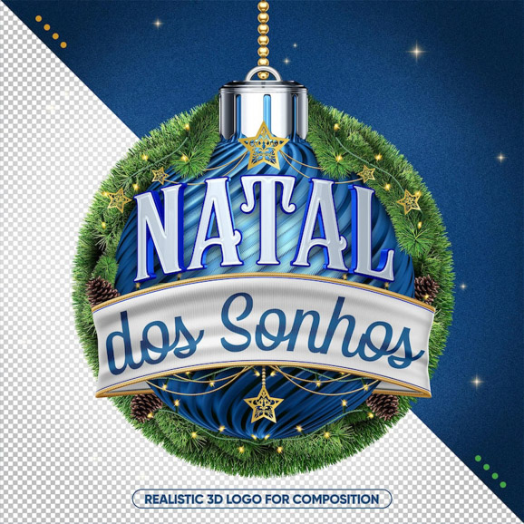 logotipo da bola de natal do blue 3d realistic dream para maquiagem 220664 1961