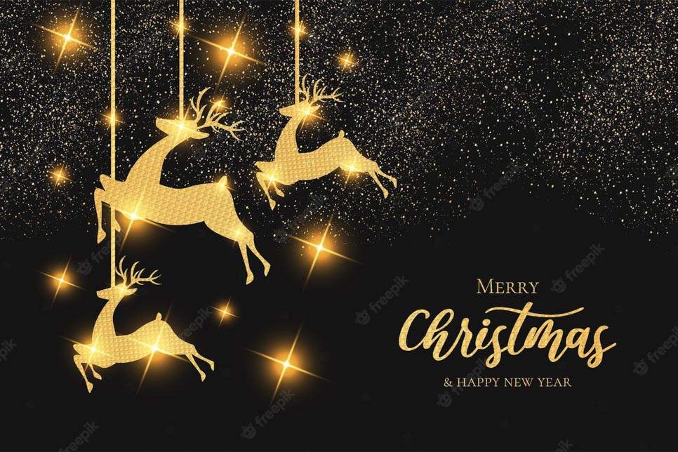 papel de parede de natal moderno com moldura dourada de renas de natal 1361 3115