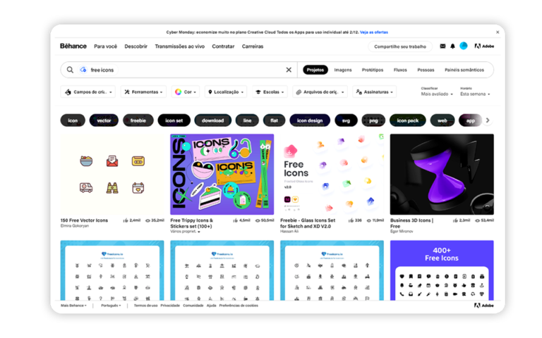 sites para baixar icones gratis behance