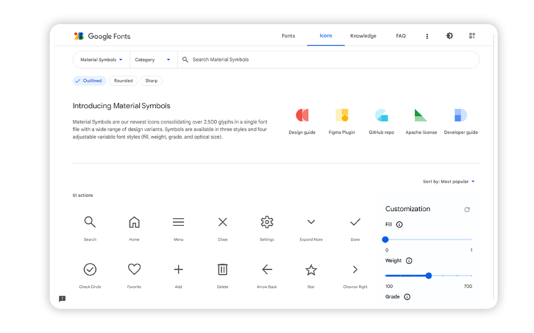 sites para donwload de icones gratis google fonts icon