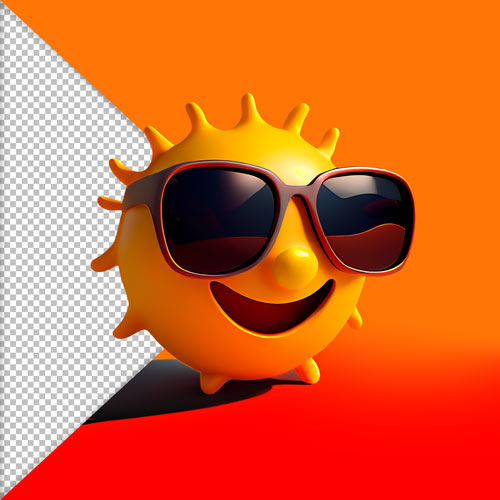 emoji de verao 3d sol oculos escuro