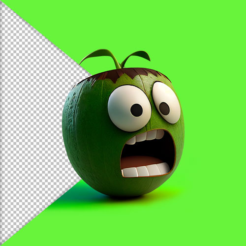emoji de verao coco verde 3d