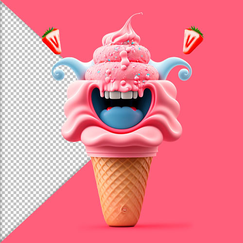 emoji de verao sorvete 3d de morango