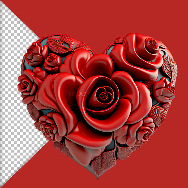 1 coracao 3d rosas vermelha dia dos namorados