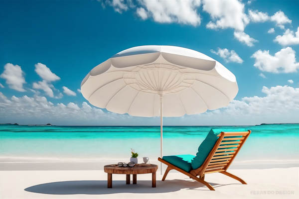 bela imagem de praia com guarda sol e cadeira nas ferias de verao de areia