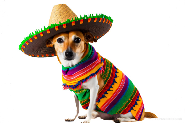 cachorro com fantasia de carnaval de chapeu mexicano 2