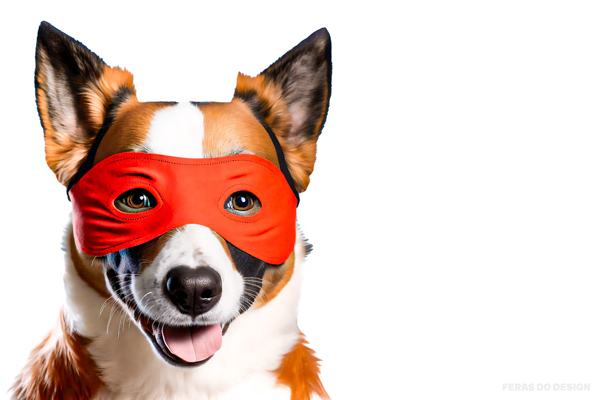 cachorro usando mascara de carnaval vermelha 2